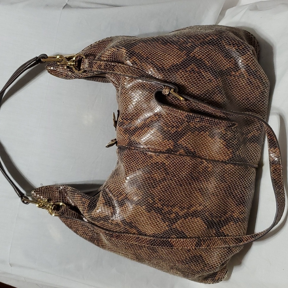 Gili python print leather large slouch shoulder b… - image 1